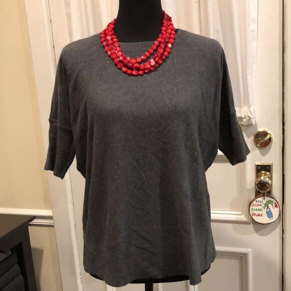 Women’s Charcoal Grey Flat Knit Ribbed Elbow Sleeve Sweater Sz Medium NWT - Picture 7 of 10